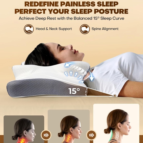 2 pcs. White and Gray Ergonomic Pillows - cervical neck pillow - Picture 2 of 5